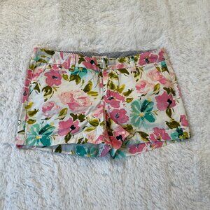 Merona Women’s Green/Pink Floral Chino Shorts Size
